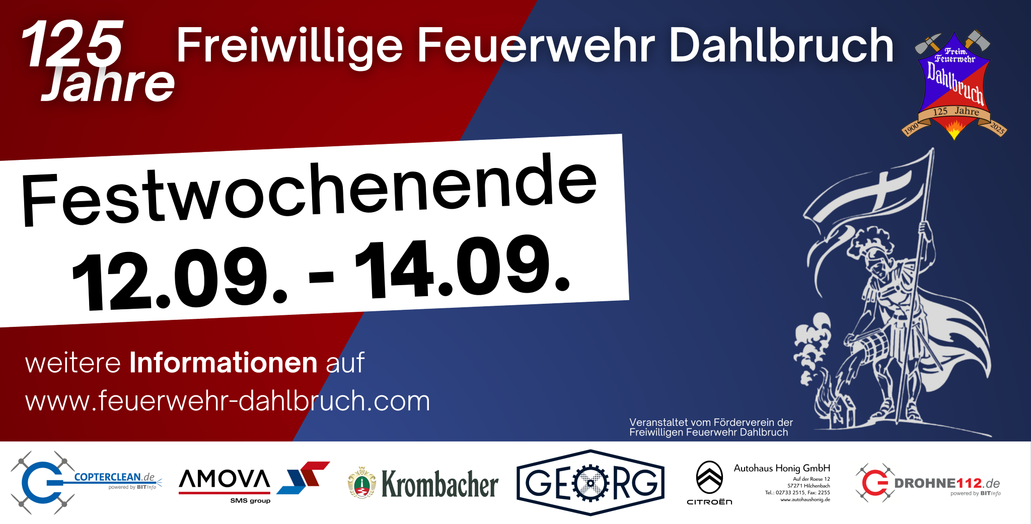 Jubilämsbanner mit Sponsorenlogos